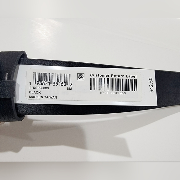 Sun + Stone Mens Faux Leather Plaque Buckle Belt Black - Picture 3 of 6